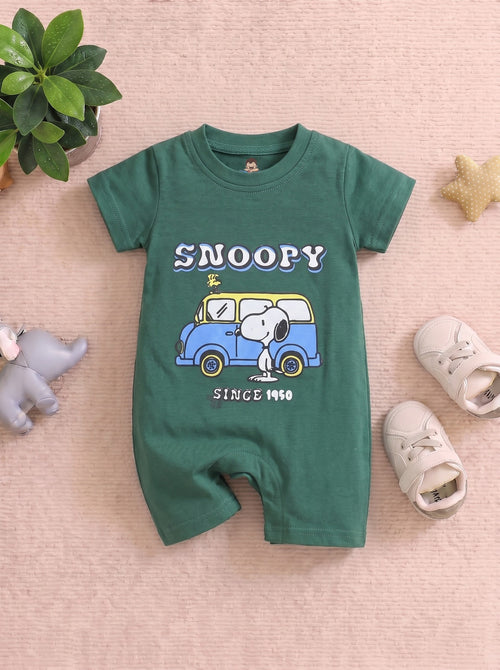 Snoopy & Van Printed Buttoned Romper