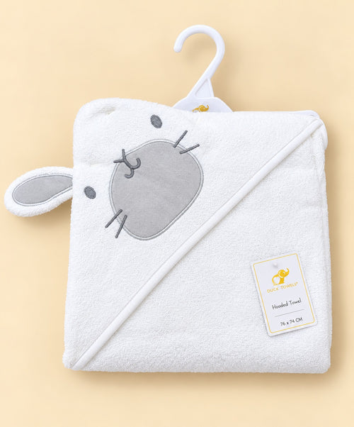 Cute Bunny Embroidered Baby Hooded Bath Towel (76x76)
