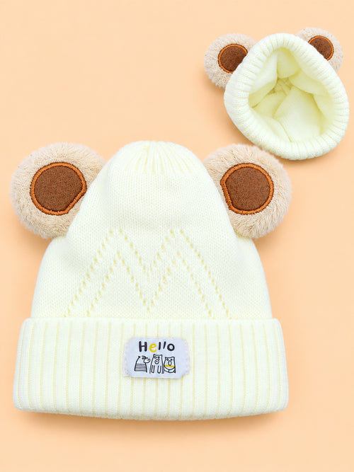 Teddy Ear Knitted Beanies (Cream)