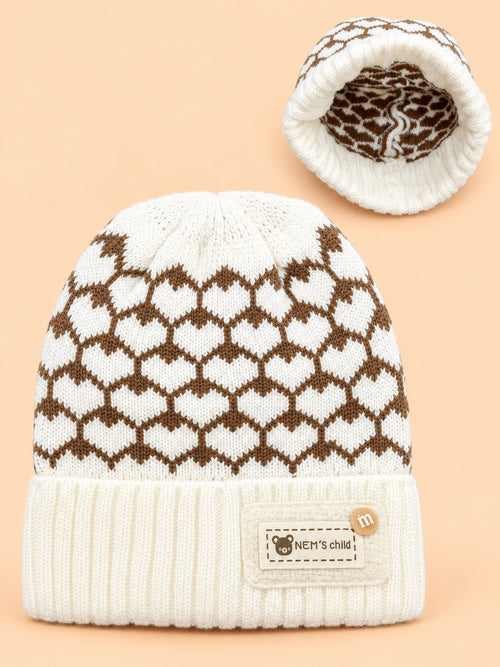 Baby Geometric Knitted Beanies (Brown)