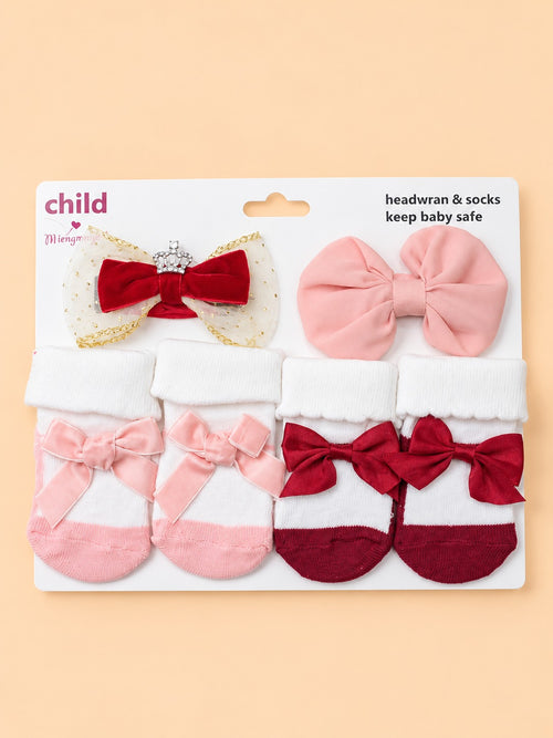 4-Pcs Baby Headband & Sock Gift Set