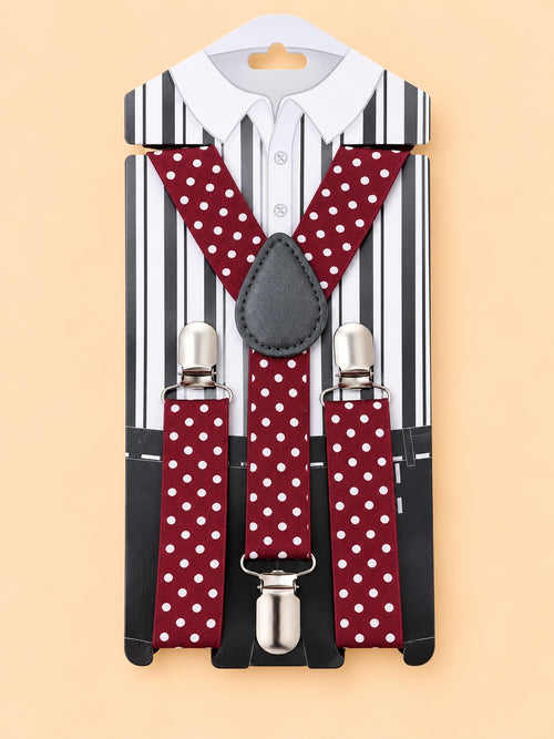 Maroon Polka Dot Boys Adjustable Gallace