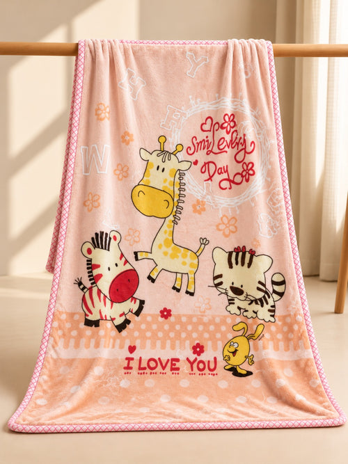 Happy Jungle Baby Soft Double-Ply Blanket (Pink)