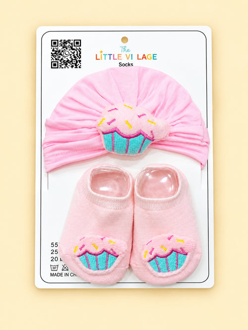 2-Pcs Baby Beanie & Booties Gift Set