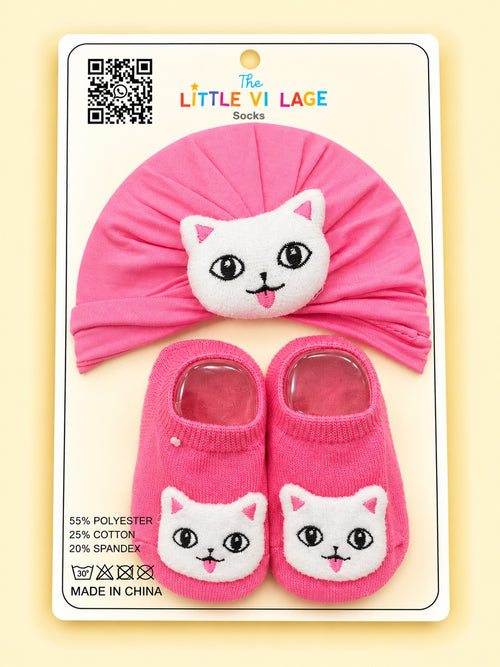2-Pcs Baby Beanie & Booties Gift Set