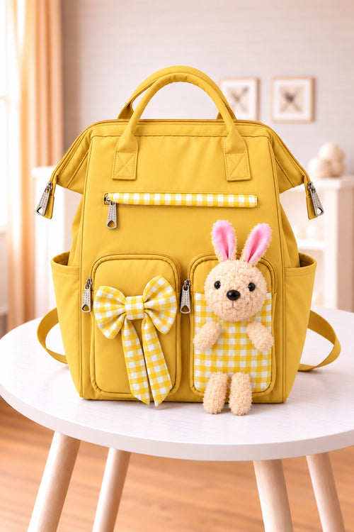 Bunny Bow Waterproof Baby Diaper Bag (Mustard)