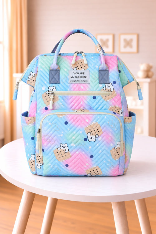 Colorful Bear Printed Baby Diaper Bag Backpack