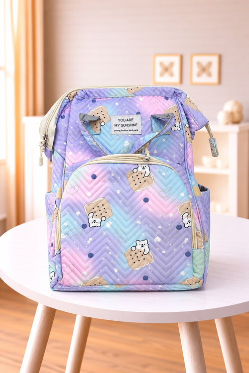 Rainbow Bear Printed Baby Diaper Bag Backpack