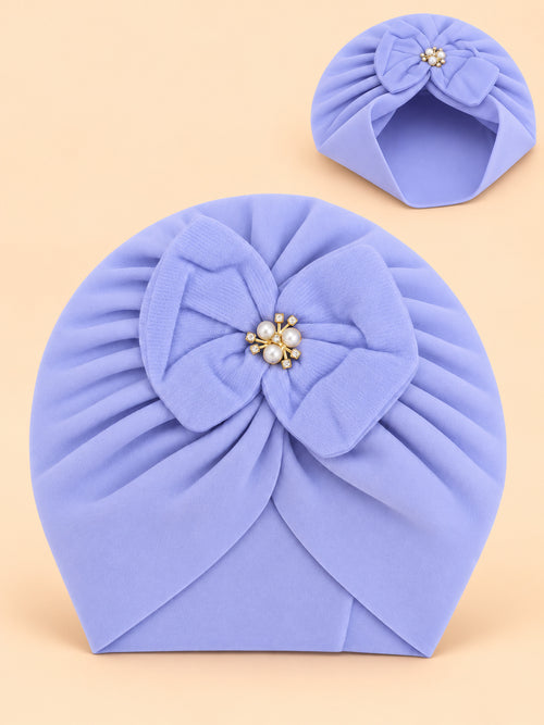 Baby Pearl Bow Detail Beanie (Blue)